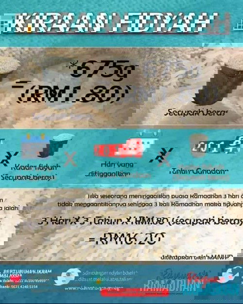 WAJIB bayar FIDYAH jika tak sempat ganti puasa Ramadhan yang lalu