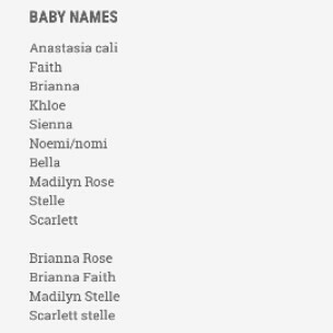 BABY GIRL NAMES