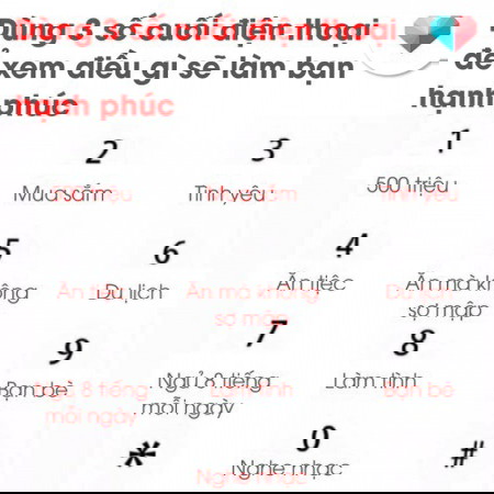 Dùng 3 số cuối điện thoại để xem điều gì làm bạn hạnh phúc