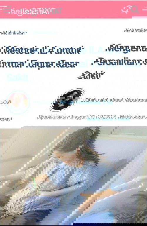 Melahirkan normal dengan metode ILA (Intratechal Labour Analgesia) 