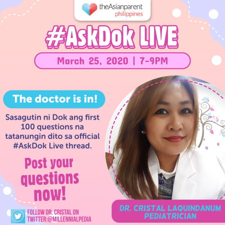 #AskDok LIVE now with PEDIA, Dr. Laquindanum!