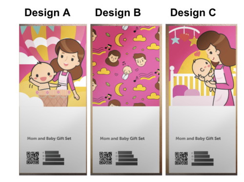 Desain manakah yang Bunda paling suka untuk hampers/ hadiah yang berisikan produk-produk untuk Bunda dan si kecil?