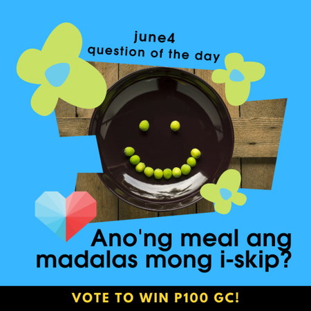 Join here: <a href='https://community.theasianparent.com/q/anong-meal-ang-madalas-mong-i-skip-answer-qotd-get-chance-win-p100-shope/3356593' target='_blank' >https://community.theasianparent.com/q/anong-meal-ang-madalas-mong-i-skip-answer-qotd-get-chance-win-p100-shope/3356593</a>