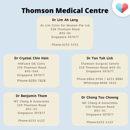 Gynaecologist recommendations for Thomson medical Centre 🏥