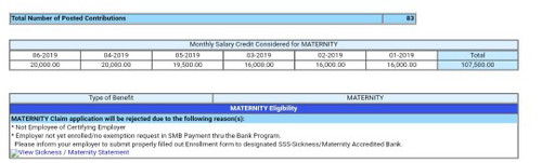 SSS maternity