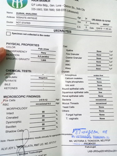 Urinalysis reading