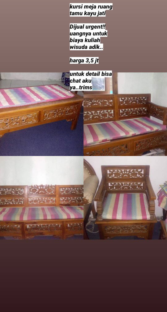 DIJUAL!! SET KURSI MEJA TAMU KAYU JATI