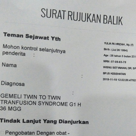 diagnosa TTTS