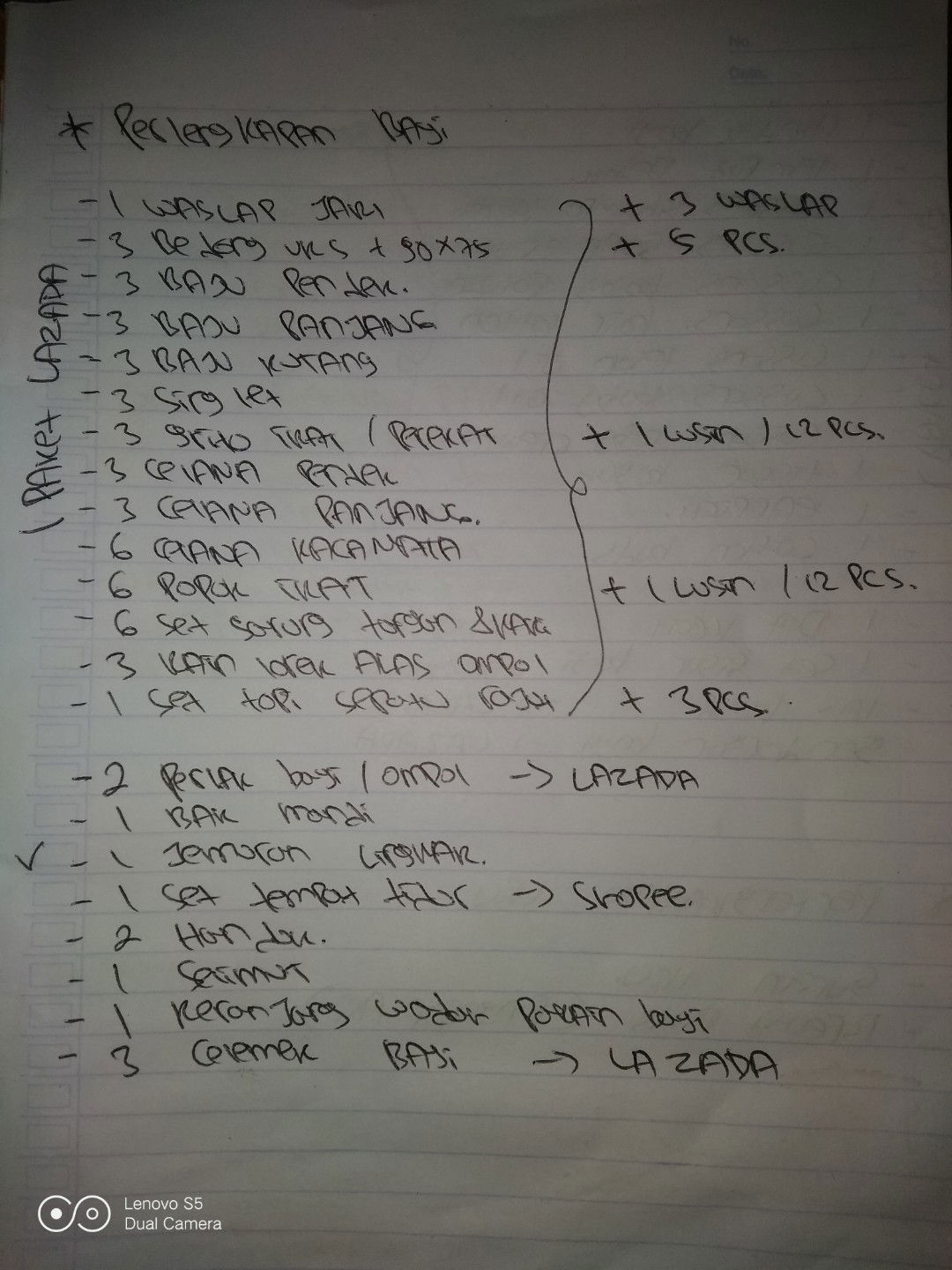 PERLENGKAPAN BAYI + IBU MELAHIRKAN