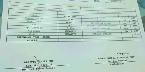 urinalysis result