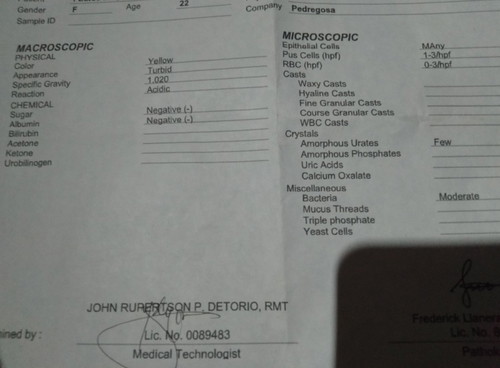 Urinalysis Result