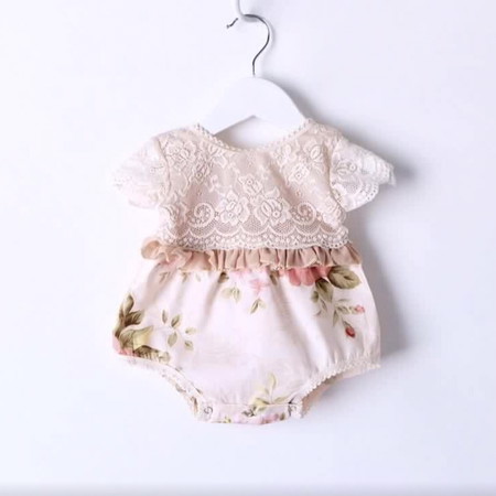 Style Me Little - Lace and Floral Romper Suit