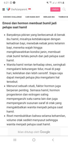 hamil jadi pelupa