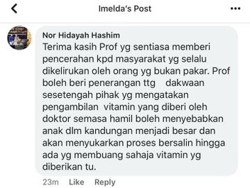 pengambilan vitamin tidak akan menyebabkan anak dalam kandungan terlalu besar.