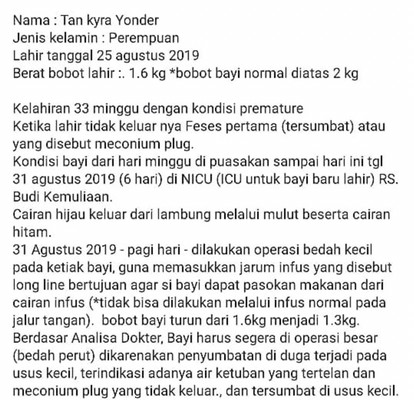 Mohon bantuannya ya bun, sy mungkin nga bisa bantu biaya hanya bisa bantu share saja