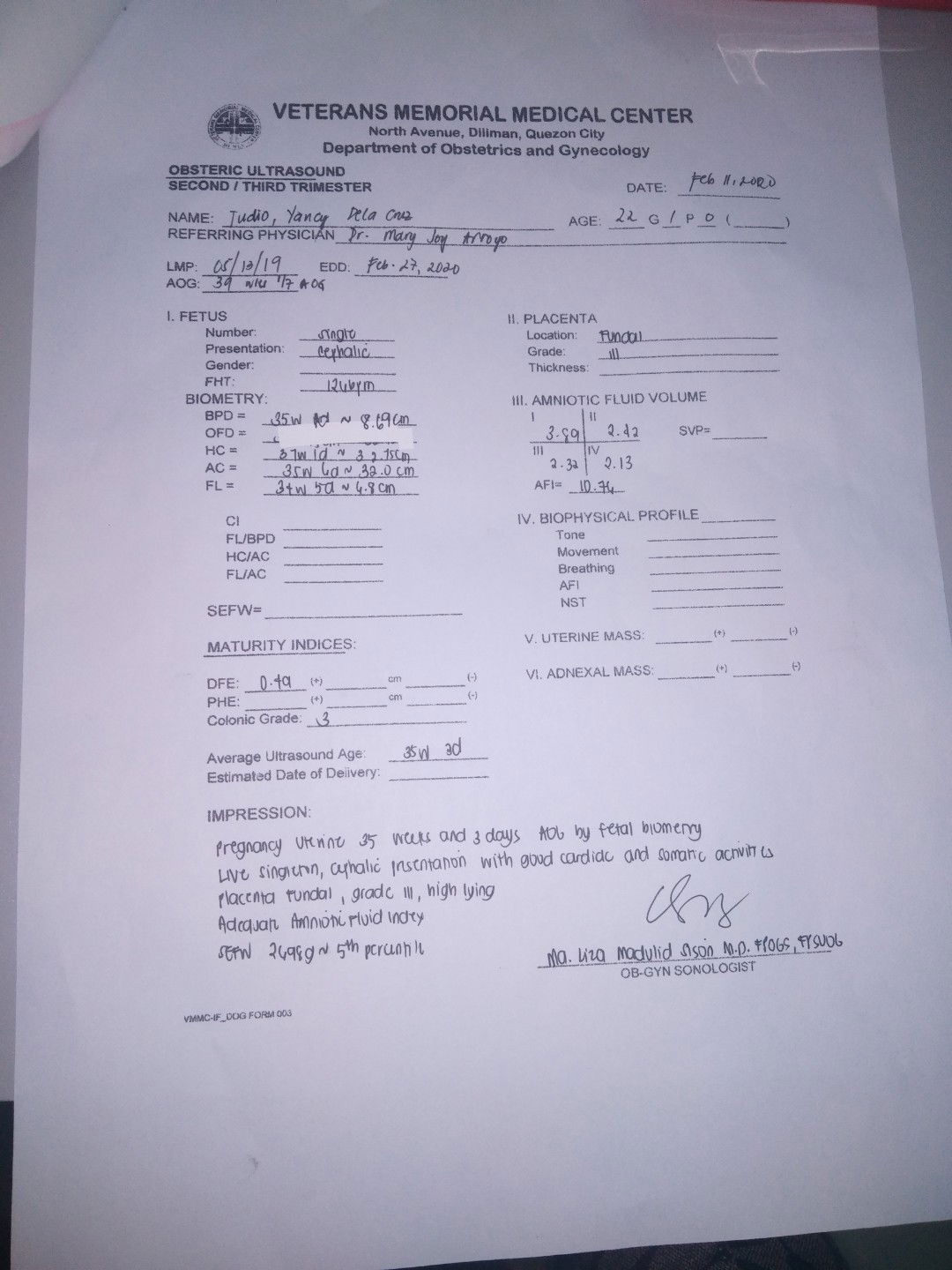 LMP or third trimester UTZ?