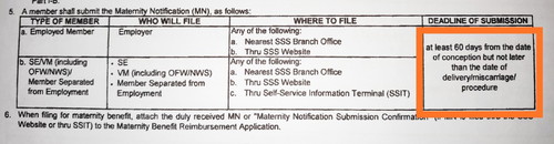 SSS Maternity Notification Procedure