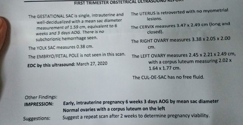 Have gestational sac but no baby seen and no heartbeat