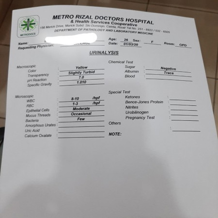 Urinalysis result