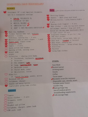 HOSPITAL BAG CHECKLIST