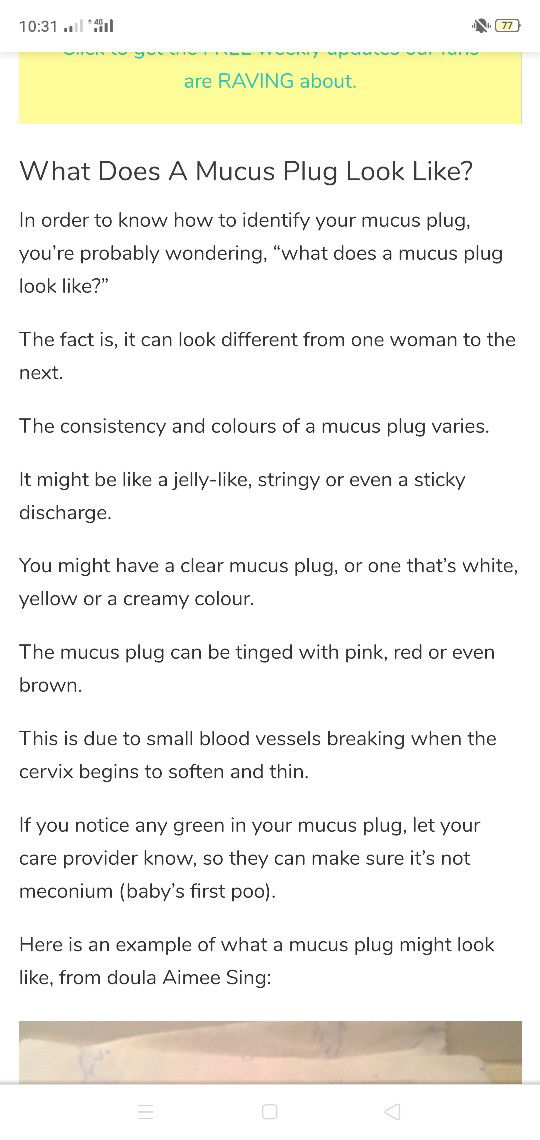 green jelly like mucus plug