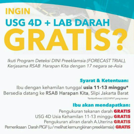 USG 4D & Lab darah gratis