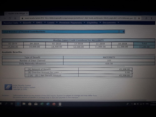 Computation of SSS Maternity Benefit