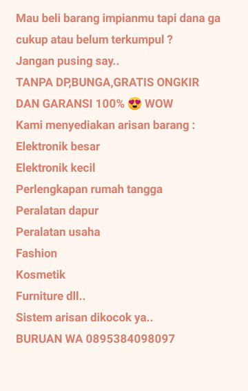 Arisan barang tanpa dp,bunga,gratis ongkir
