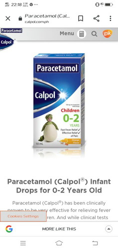 paracetamol for 2 months old baby