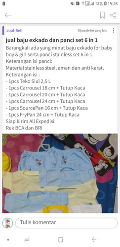 jual baju exkado&panci set 6 in 1. butuh uang