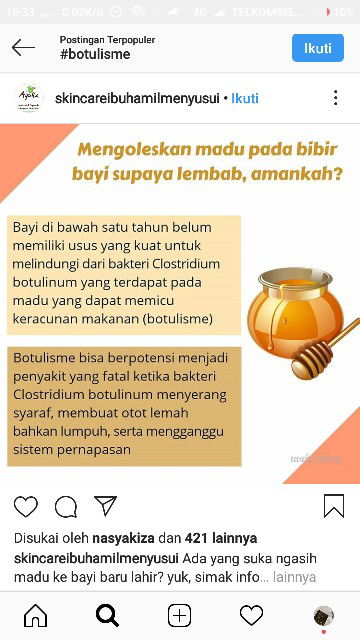BAHAYA MADU DI BAWAH 1 TAHUN (Botulisme)