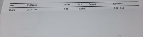 Glucose Result