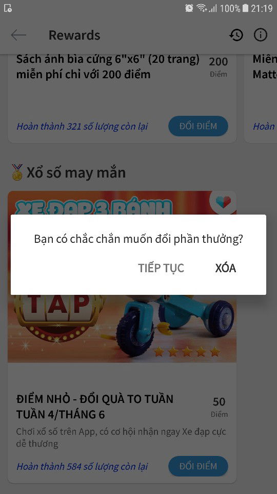 mình muốn đổi quà mà không được ah.