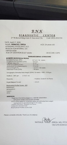 GRADE 3 PLACENTA 36 weeks & 6 days weeks