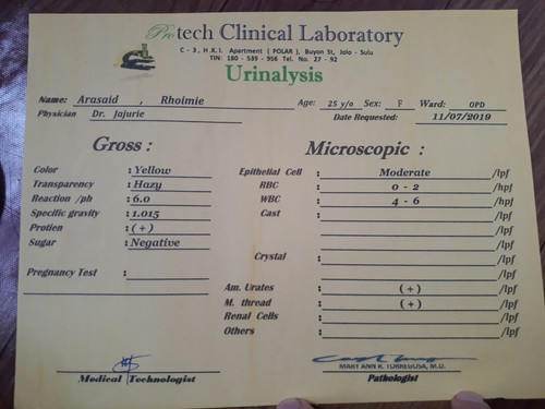 urinalysis result