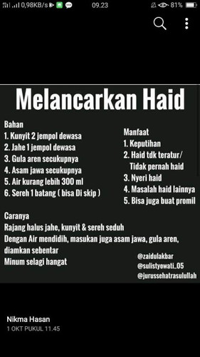 melancarkan haid