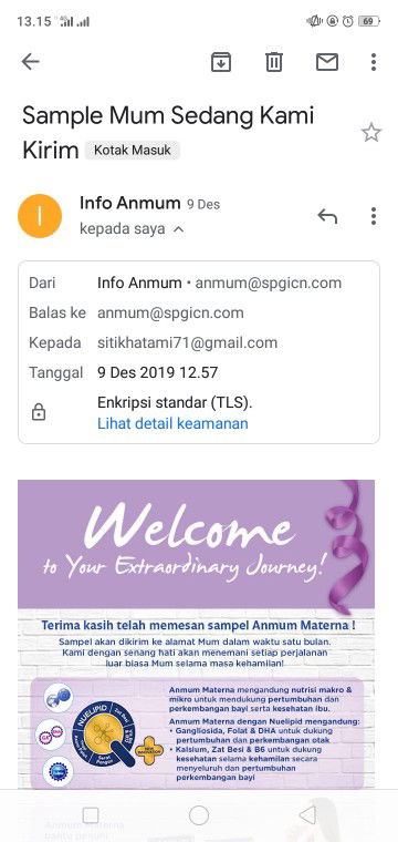 notifikasi email dari anmum
