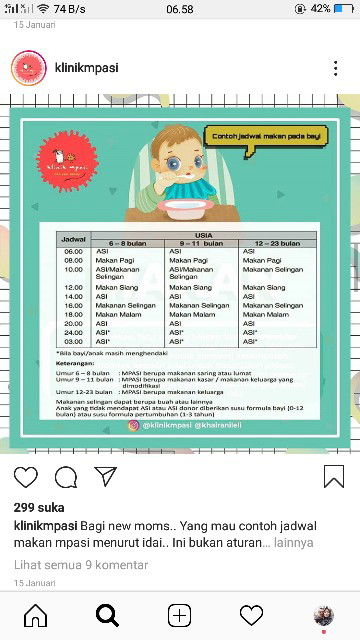 jadwal makan mpasi bayi 6 bulan