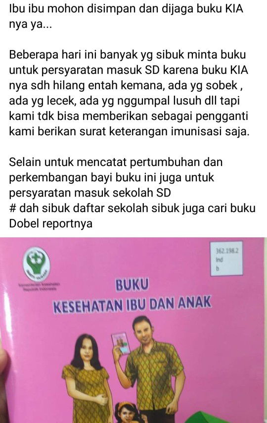 Buku KIA sebagai Persyaratan SEKOLAH ANAK