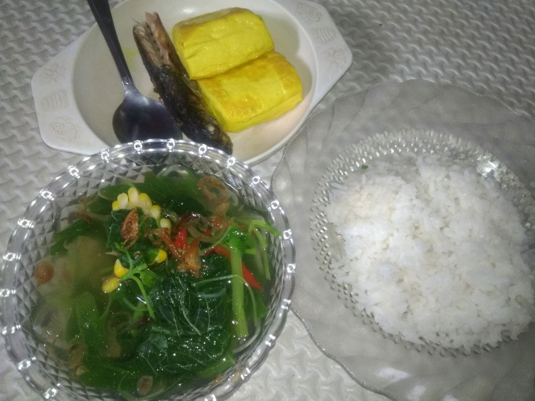 sayur bayam tahu+ikan