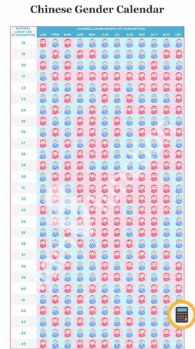 Chinese Gender Predictor Calendar