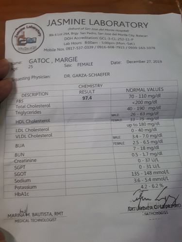 test result