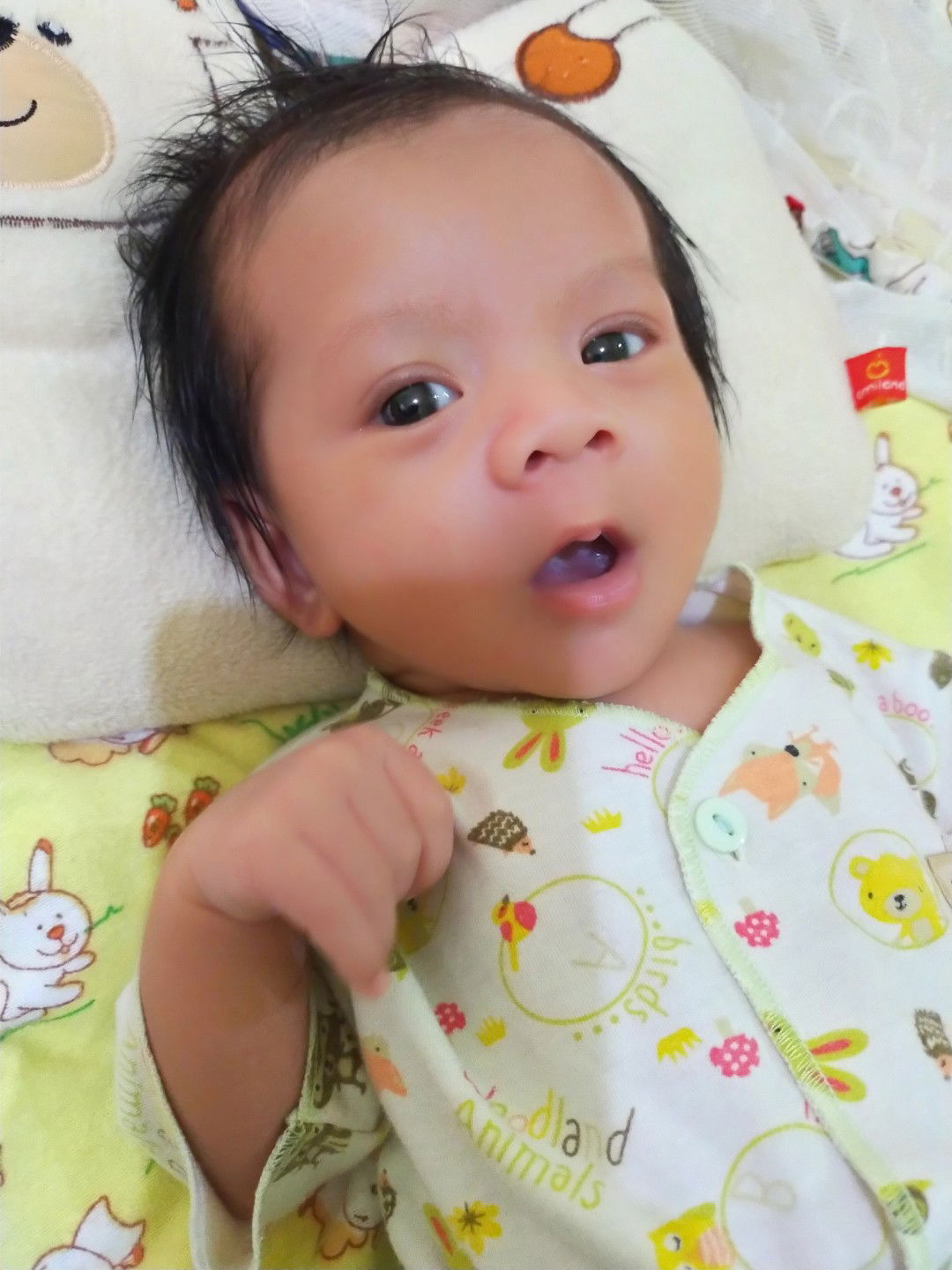 Bayi 34hr Gumoh muntah susu campur riak kental