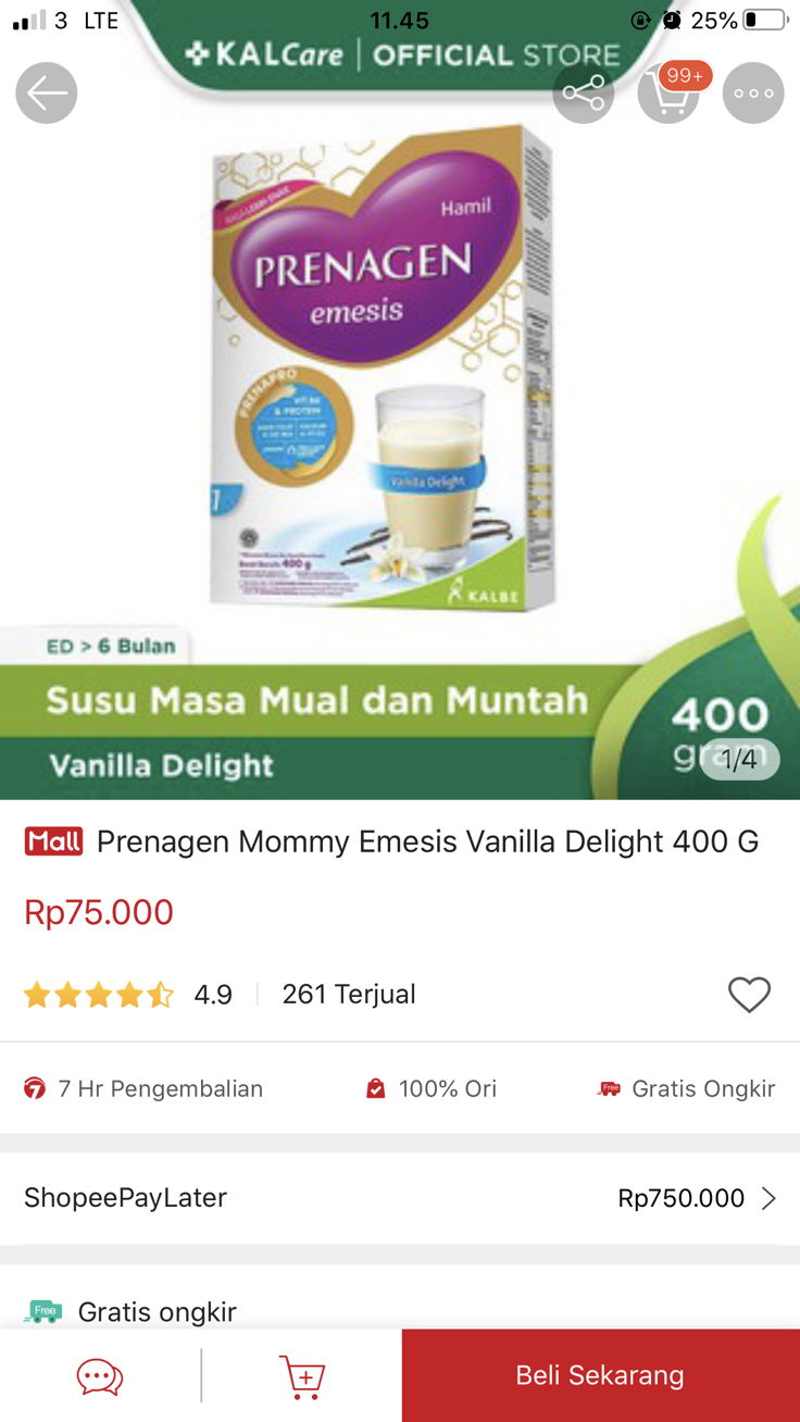 Susu Prenagen Emesis (Vanilla) 400gr