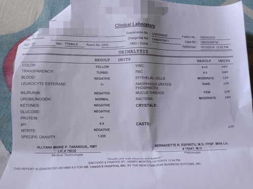 Urinalysis result