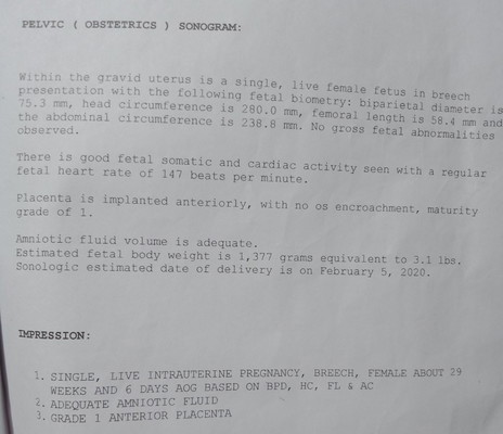 ultrasound report