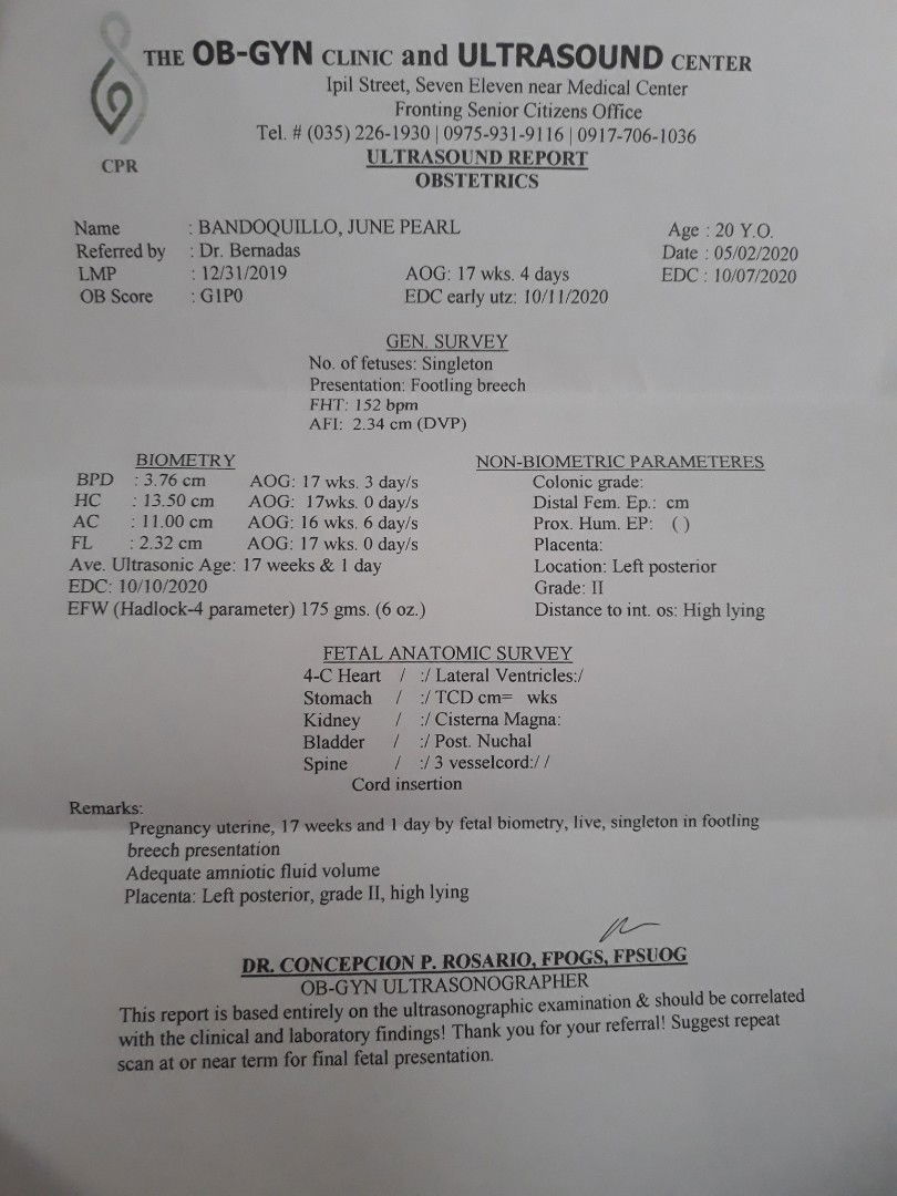 Pelvic Ultrasound Result