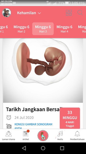 Hari ini dah buka buku klinik besok baru scan