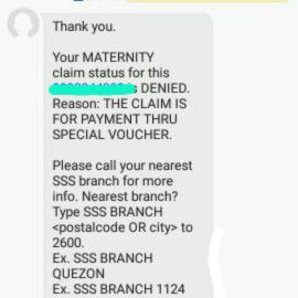 SSS Maternity Claim DENIED