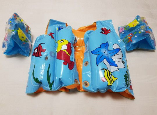 Selling this bundle of Inflatable Swimming Jacket & Arm Bands @ $10